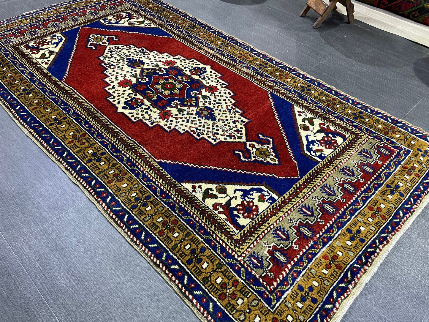 Persian RUG Vintage TURKISH 4x7 Rug Plush Vintage Rug Wool Oushak Rug Handmade Rug Hand Knotted Rug Natural Wool Rug