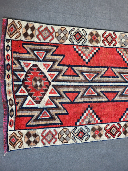 Oushak Runner Rug Turkish 3.2 x 11 Runner Rug Vintage Runner Rug Hallway Runner Rug Kitchen Runner, HANDMADE Runner Rug Wool Anatolian Rug