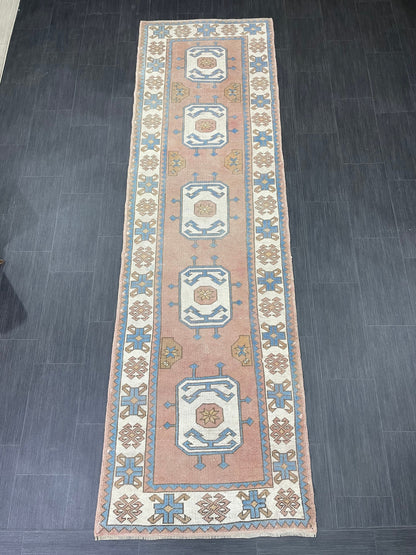 Oushak Runner Rug Turkish Runner 3 x 10.3 Rug Vintage Runner Rug Hallway Runner Rug Kitchen Runner Rug Wool Oriental Runner Rug