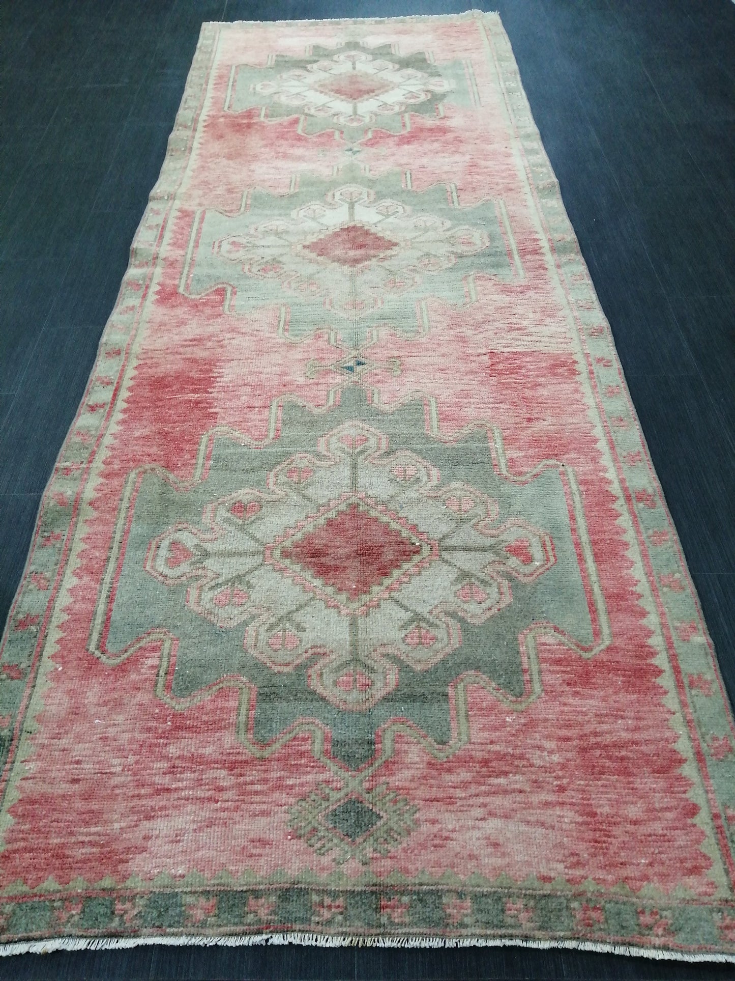 Oushak Runner Rug 3.6 x 10 Vintage Runner Rug Hallway Runner Rug Kitchen Runner Rug Wool Runner Rug Wool Oushak Rug Turkish Runner Rug