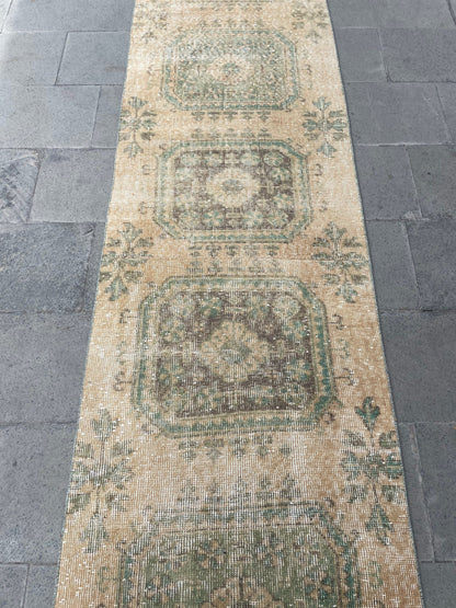 Muted Extra Long Turkish Runner Vintage 2.6 x 21.2 Stairs Runner Rug Vintage Runner XL Oriental Runner Staircase Handmade Runner