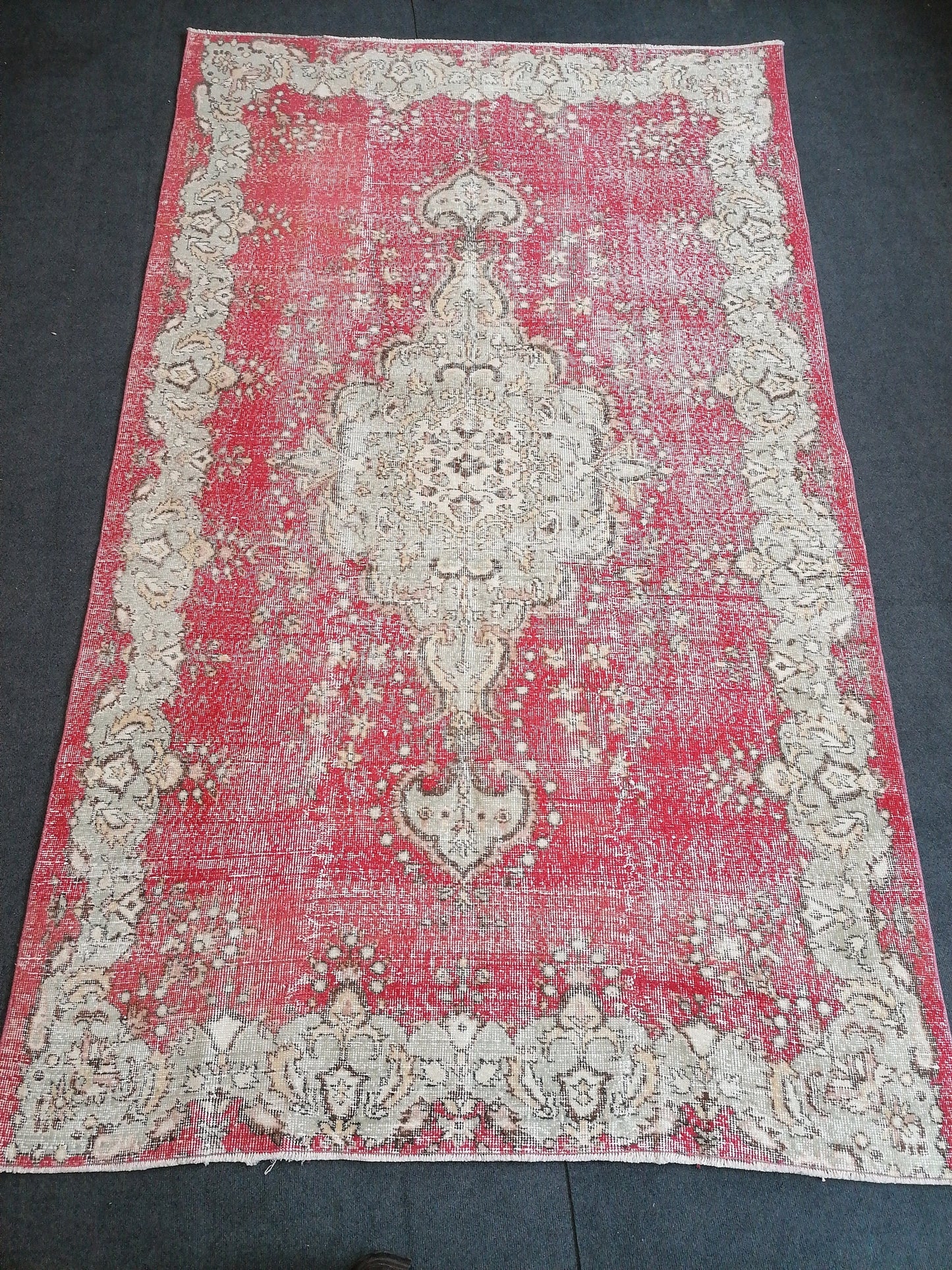 9'7x5'6 turkish oushak rug  vintage oushak rug vintage runner rug wool oushak rug distressed hand made rugs