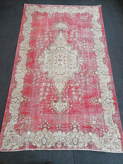 9'7x5'6 turkish oushak rug  vintage oushak rug vintage runner rug wool oushak rug distressed hand made rugs
