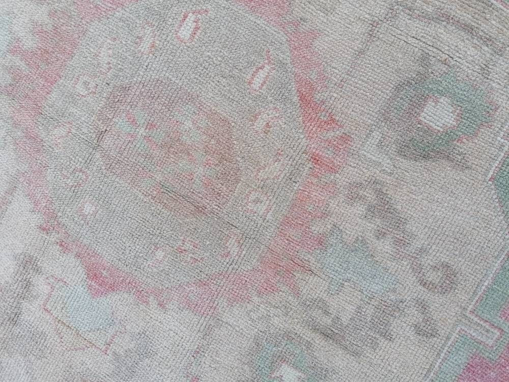 Vintage oushak rug 5'2x10'4 pastel turkish handmade rug, living room rug