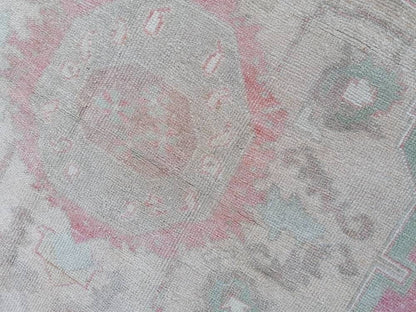 Vintage oushak rug 5'2x10'4 pastel turkish handmade rug, living room rug