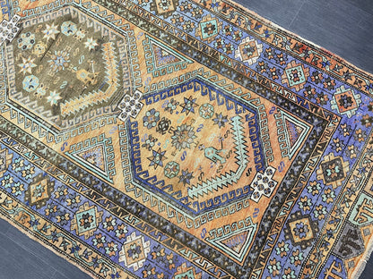 WOOL Oushak Runner Rug Turkish 4.4 x 12.4 Runner Vintage Runner Rug Hallway Runner Rug Kitchen Runner Rug Wool Runner Rug Wool Hand Knotted