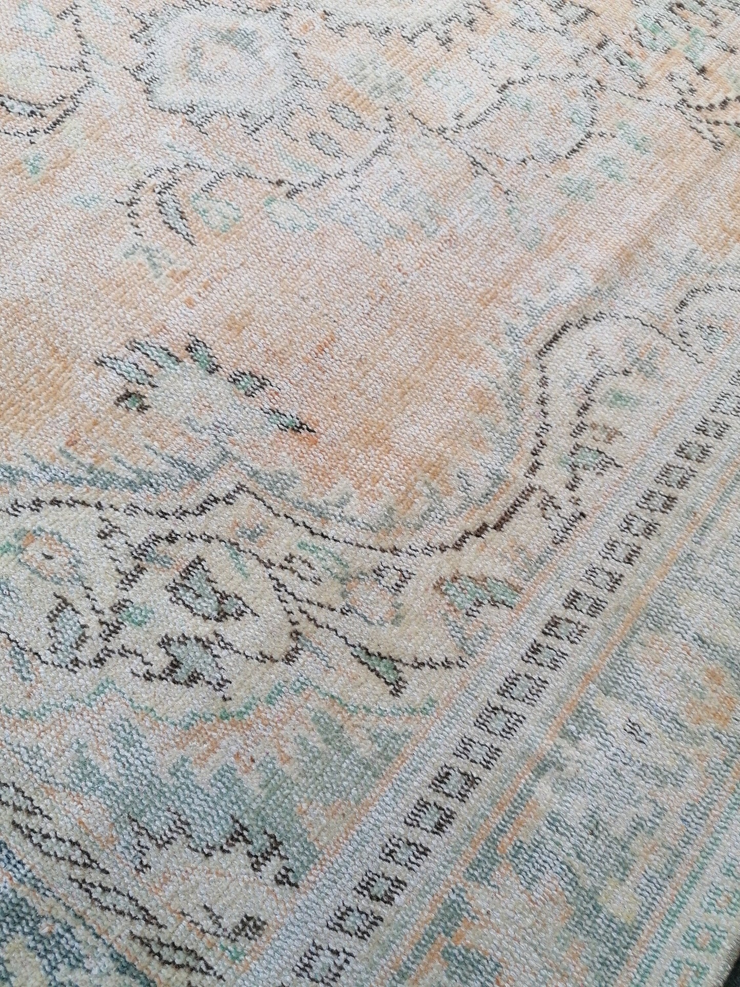 5 x 8.8 muted soft colors rug distressed vintage turkish rug, oushak rug