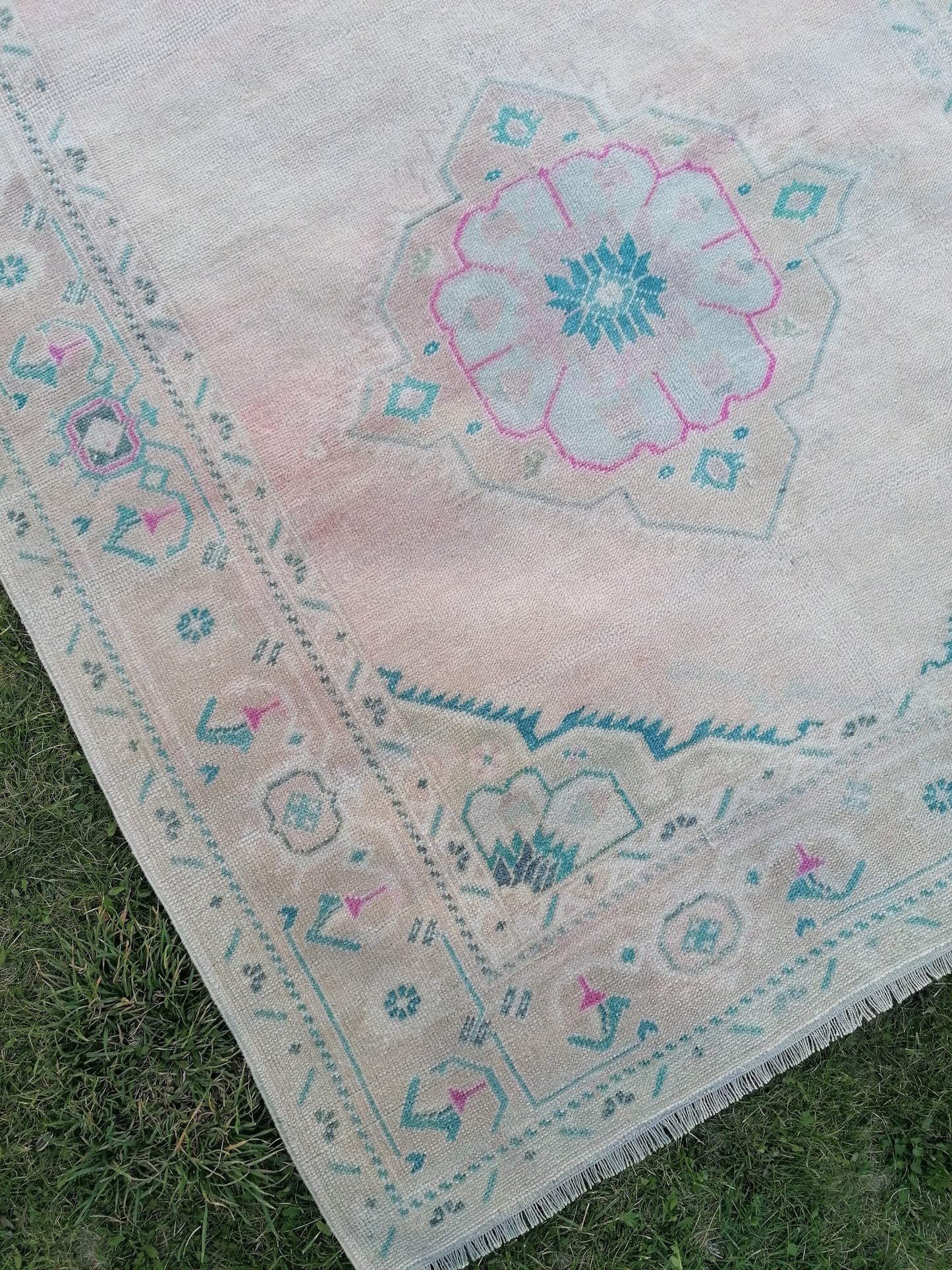 Oushak runner rug, turkish runner, vintage wool runner rug 4'10x11'6 hallway hand made rug, kitchen runner bohemian rug