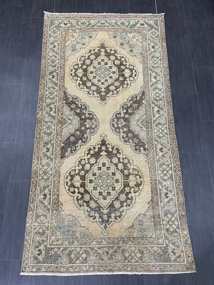 Muted Vintage 3.5 x 7 Rug Handmade Rug, Rustic Rug Hand Knotted Rug, Rug Runner, Turkish Rug, Farmhouse Rug, Vintage Rug, Wool rug