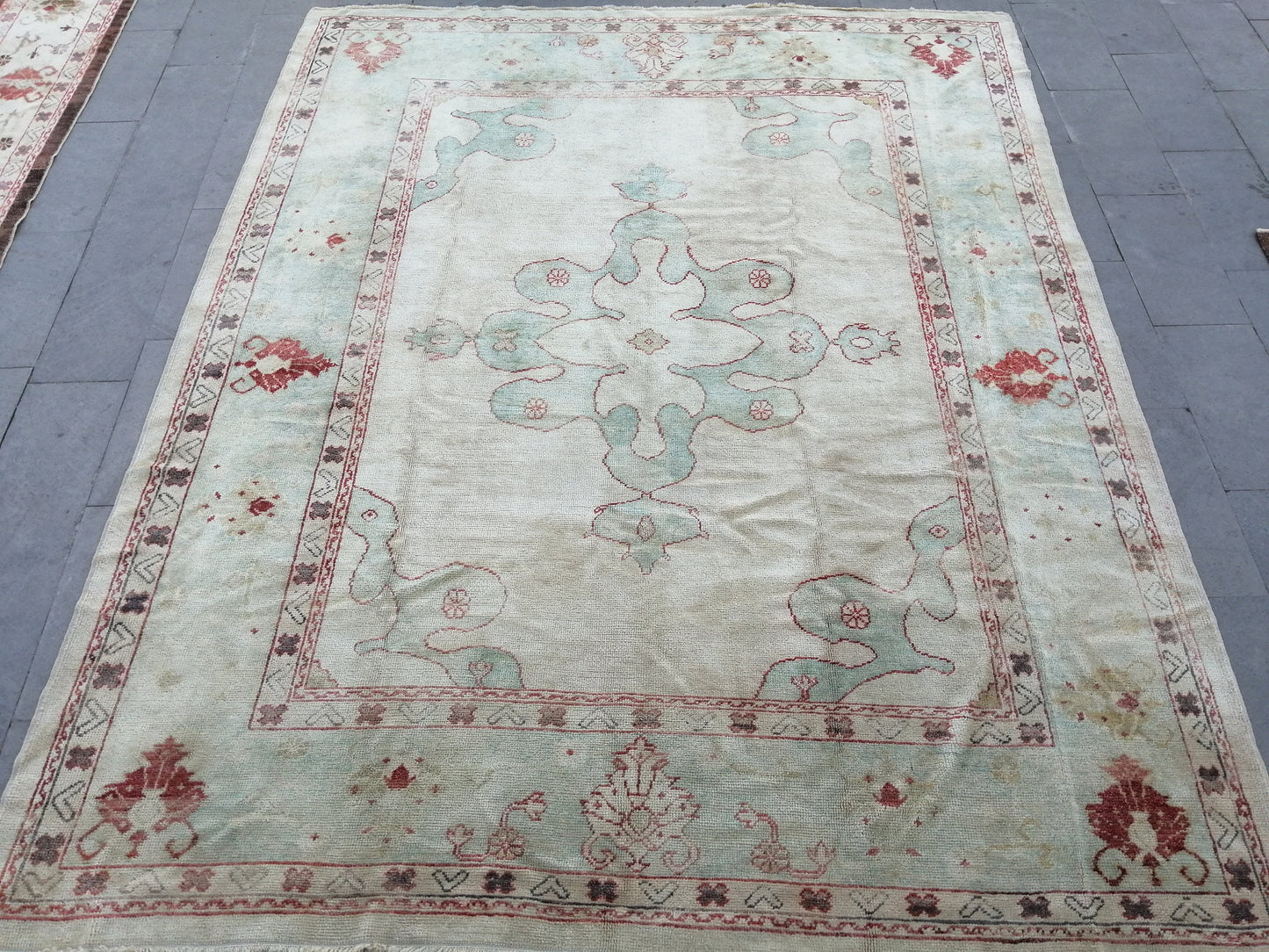 Muted OUSHAK RUG, 9.3 x 11.7 TURKISH Oushak Rug, Vintage Oushak Rug Wool Oushak Rug Hand Made Rugs, Authentic  Oushak Rug