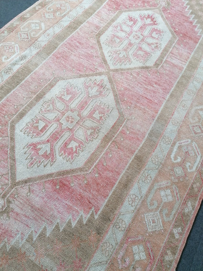 Vintage rug, hand made wool rug 4'4x8'11 vintage runner rug, turkish rug, oushak rug
