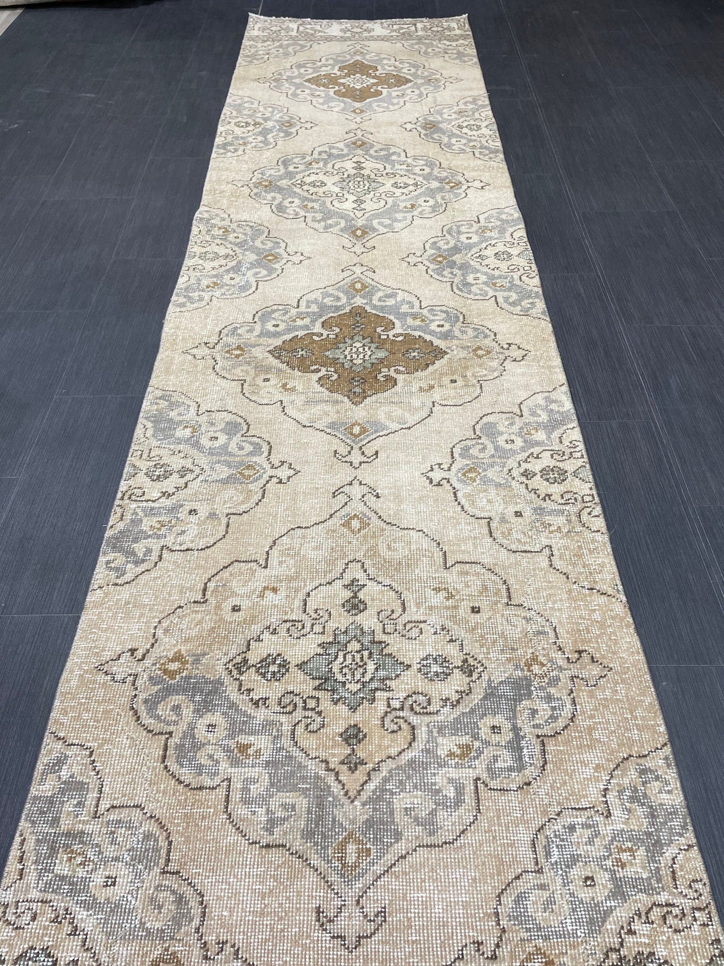 Hand Knotted Runner Rug Turkish Runner 2.7 x 13 Rug Vintage Runner Rug Hallway Runner Rug Kitchen Runner Rug Wool Runner Rug Wool Oushak Rug