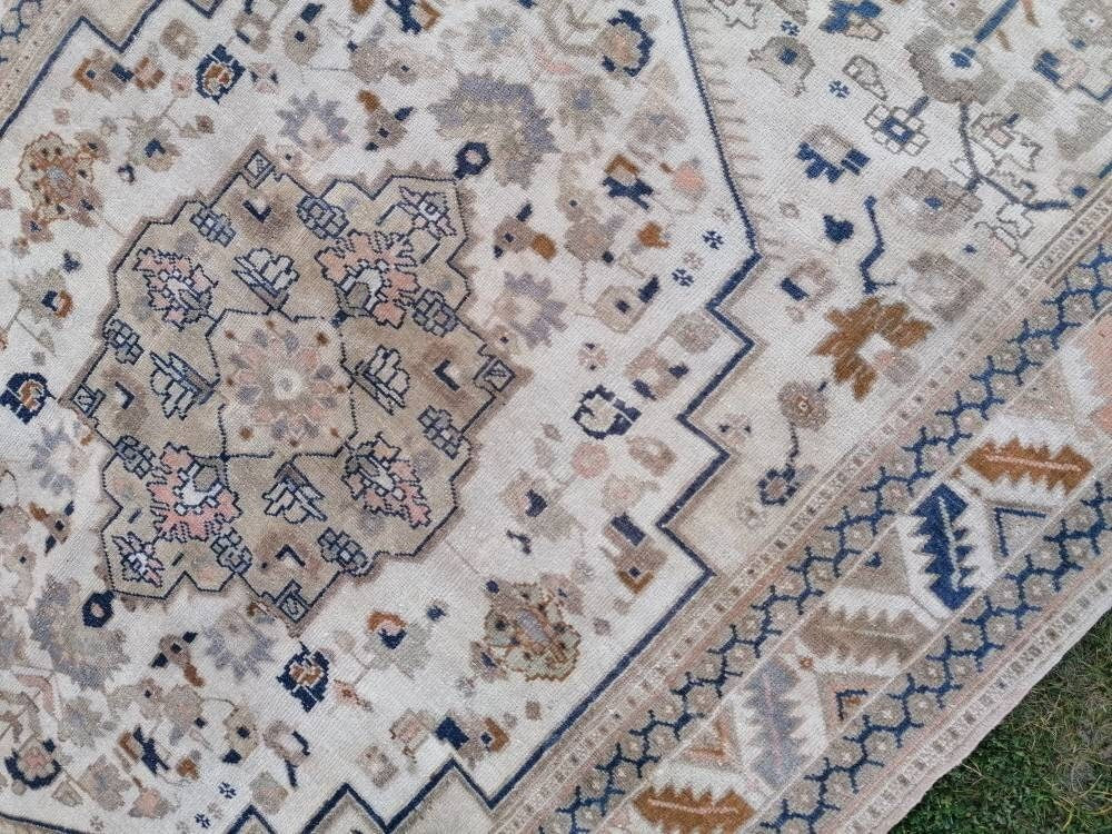 Oushak turkish wool rug 5'6x7'6 pastel vintage handmade rug, living room rug