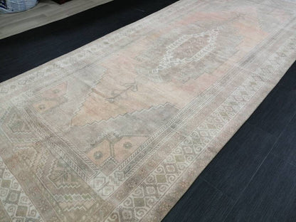 Turkish Runner Rug 4.9 x 11.7 Muted Vintage Runner Persian Hallway Runner Rug Kitchen Runner Rug Oriental Distressed Runner Muted  RUNNER