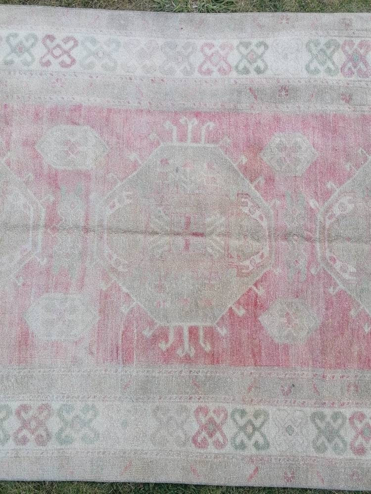 5 x 10.6 Vintage runner, oushak rug, hallway runner - handmade wool rug, kitchen runner rug,