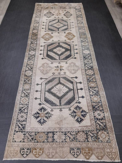 Muted Runner Rug Muted Turkish Runner Rug Vintage 4.5 x 13 Runner Rug Hallway Runner Rug Kitchen Runner Rug Oriental Runner Rug Wool Runner