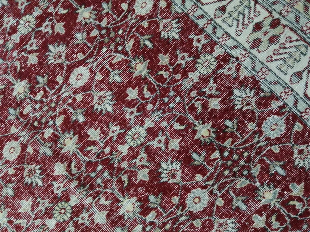 5.3 x 10 Vintage Rug TURKISH HAND MADE Rug Muted Vintage Turkish Rug Persian Rug Turkish Oushak Rug, Vintage Oriental Rug, Wool Rug