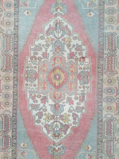 Pastel vintage wool rug oushak hand made rug 4'7x9 bohemian rug,area rug
