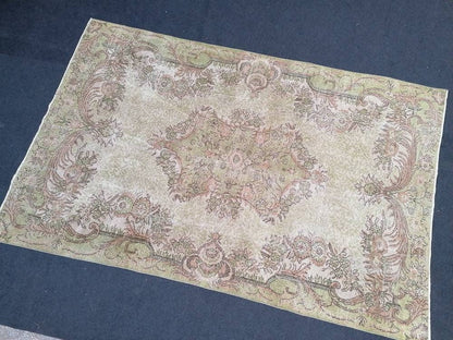10'x6'6 large vintage rug, oushak turkish rug, floor rug, living room rug