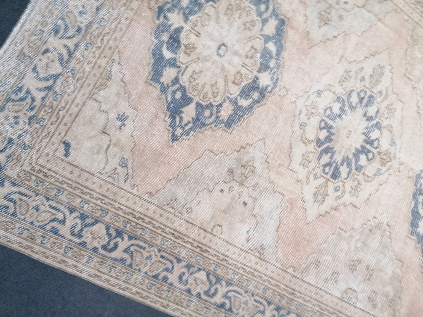 Muted runner rug 5'8x11'4 vintage runner rug, vintage oushak rug unique hand made rug, kitchen rug, bohemian rug traditional