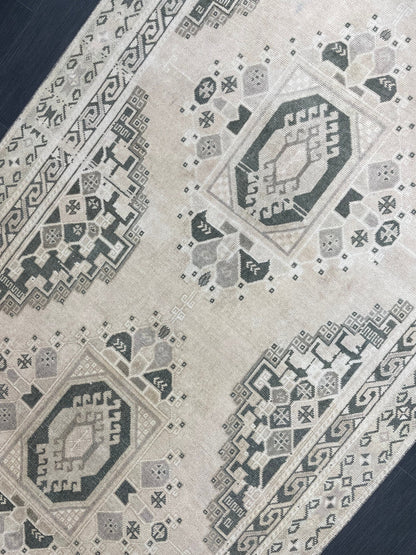 Muted Handmade Rug TURKISH Vintage 4.2 x 11 Rug Vintage Oriental Rug Vintage Rug Wool Hand Knotted 4x11 Rug OUSHAK Rugs Vintage Turkish Rug