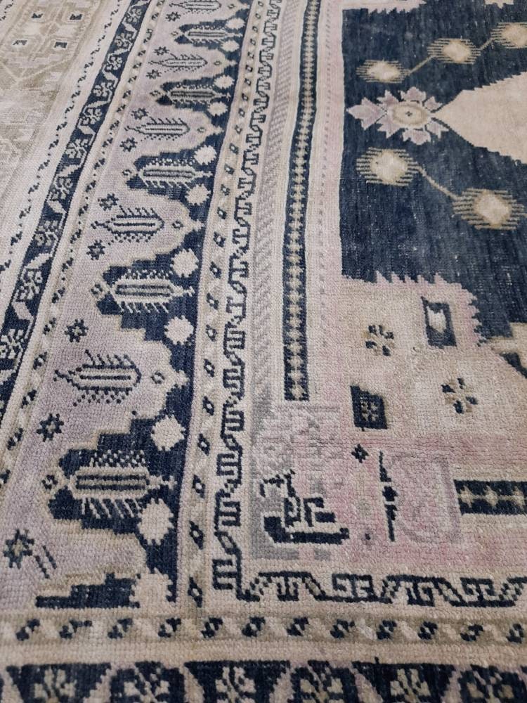 Muted TURKISH Rug Vintage Oriental Rug Vintage Persian Rug Blue OUSHAK RUG 6 x 10.8 Oushak Rug Hand Made Rug Vintage Excellent Condition Rug