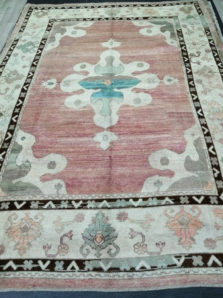 Authentic OUSHAK RUG 12.7 x 9 Oushak Rug Vintage Oushak Rug Vintage Rug Wool Oushak Rug Hand Made Rugs Vintage Turkish Rug
