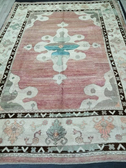 Authentic OUSHAK RUG 12.7 x 9 Oushak Rug Vintage Oushak Rug Vintage Rug Wool Oushak Rug Hand Made Rugs Vintage Turkish Rug