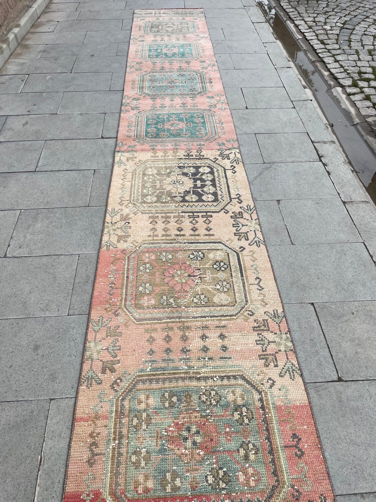 Handmade Staircase Runner Rug 2.3 x 24 ft Extra Long TURKISH Runner Rug Vintage Runner Rug Distressed Runner Rug  Runner Hand Knotted Runner