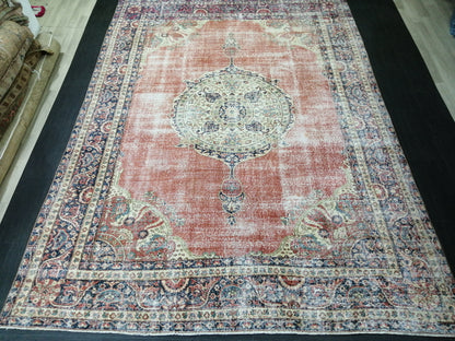 Oriental Vintage RUG 8x11 Distressed Rug Turkish Vintage Persian Rug Vintage Rug  Wool Oushak Rugs Antique Turkish Rug Muted Living room
