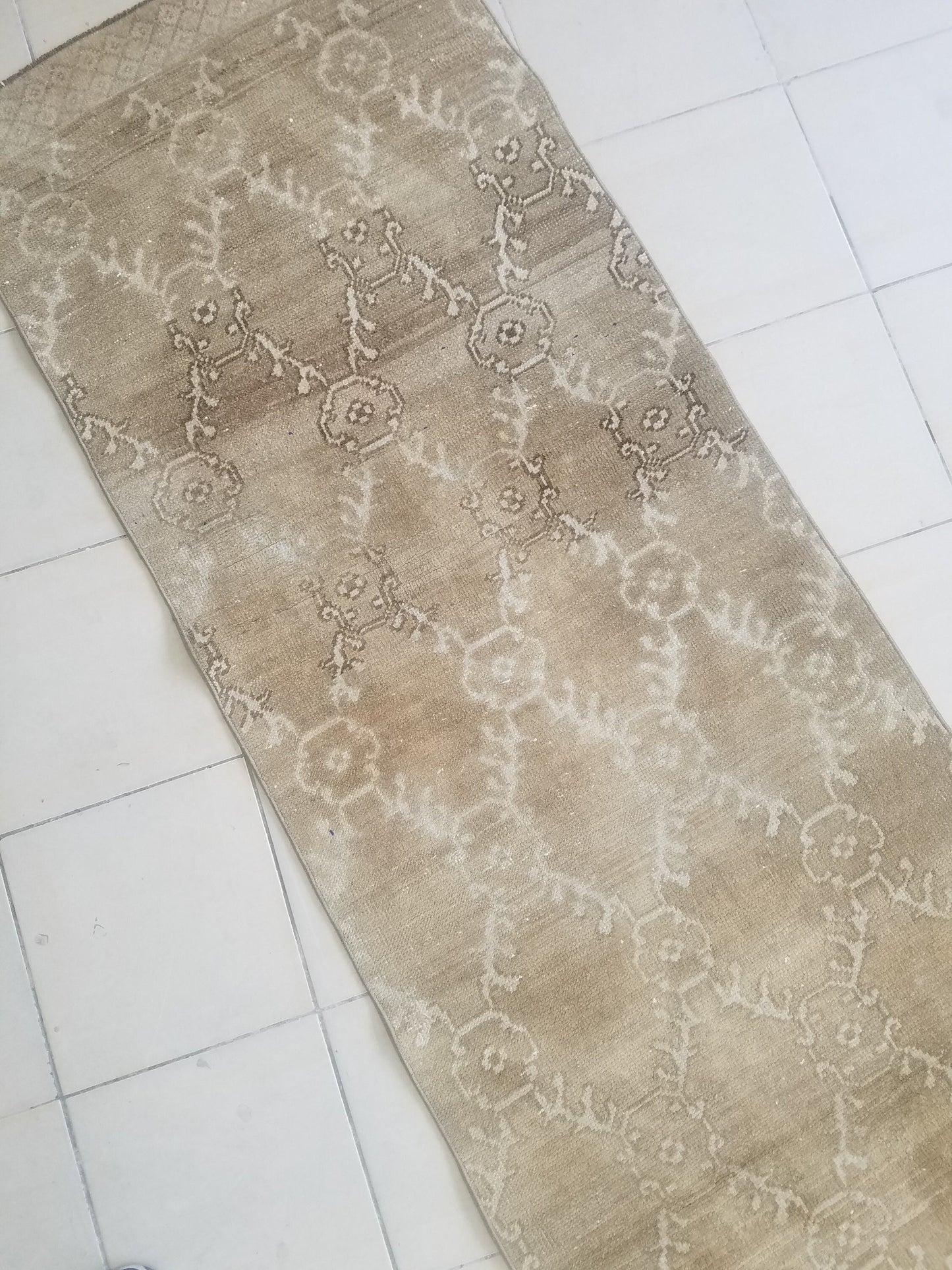 11'6x2'8 neatural color runner rug, oushak natural runner rug, turkish runner rug, oushak hand made rug