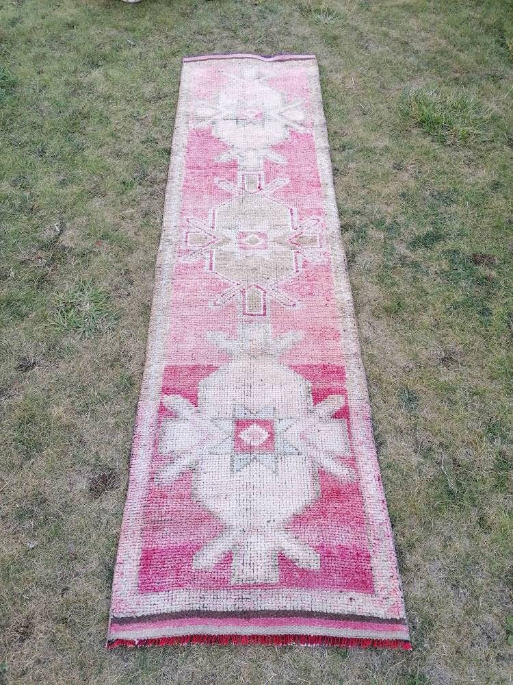 Hallway runner 2'8x10 vintage runner rug, hand made wool rug, kitchen rug, oushak rug