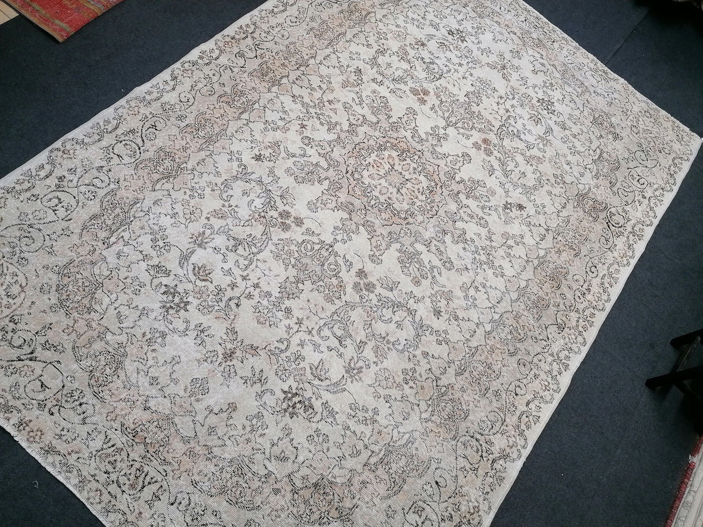 Oushak turkish rug 7.2 x 10.7 large wool rug, vintage knotted rug