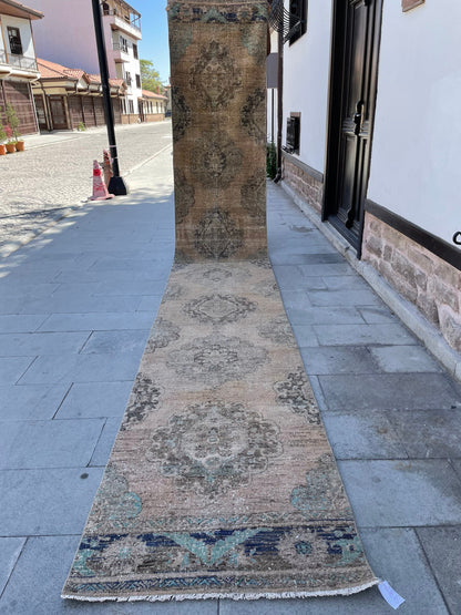 Extra Long Turkish Runner Very Long Oushak Runner Rug 2.8 x 17.8 Vintage Stair Runner Rug XL Oriental Runner Rug Staircase Runner rug