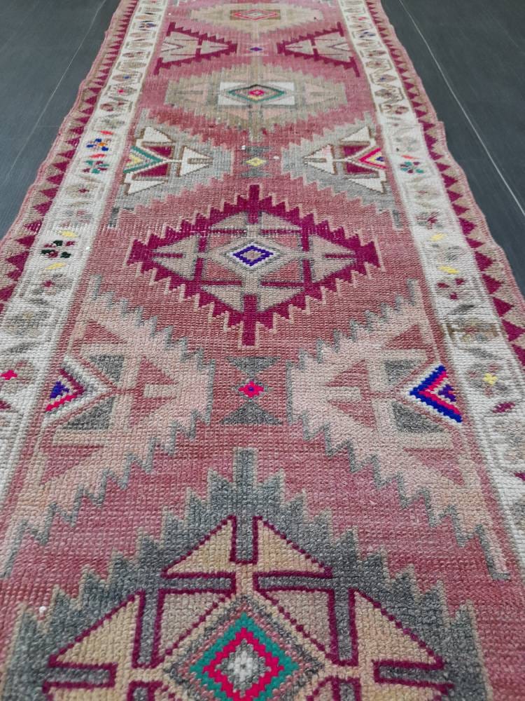 Vintage Runner,Turkish Runner Rug 2.7 x 13 Orienta Runner Rug muted Vintage Runner Rug Hallway Runner Rug Kitchen Runner Rug Wool Runner Rug