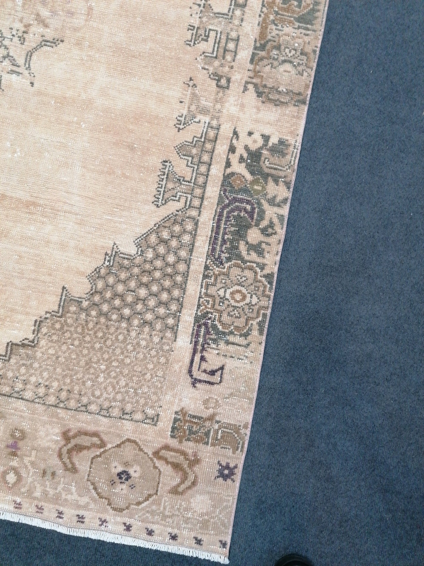 Vintage rustic wool rug 4'3x8 handmade turkish rug, natural living room rug,