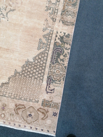 Vintage rustic wool rug 4'3x8 handmade turkish rug, natural living room rug,