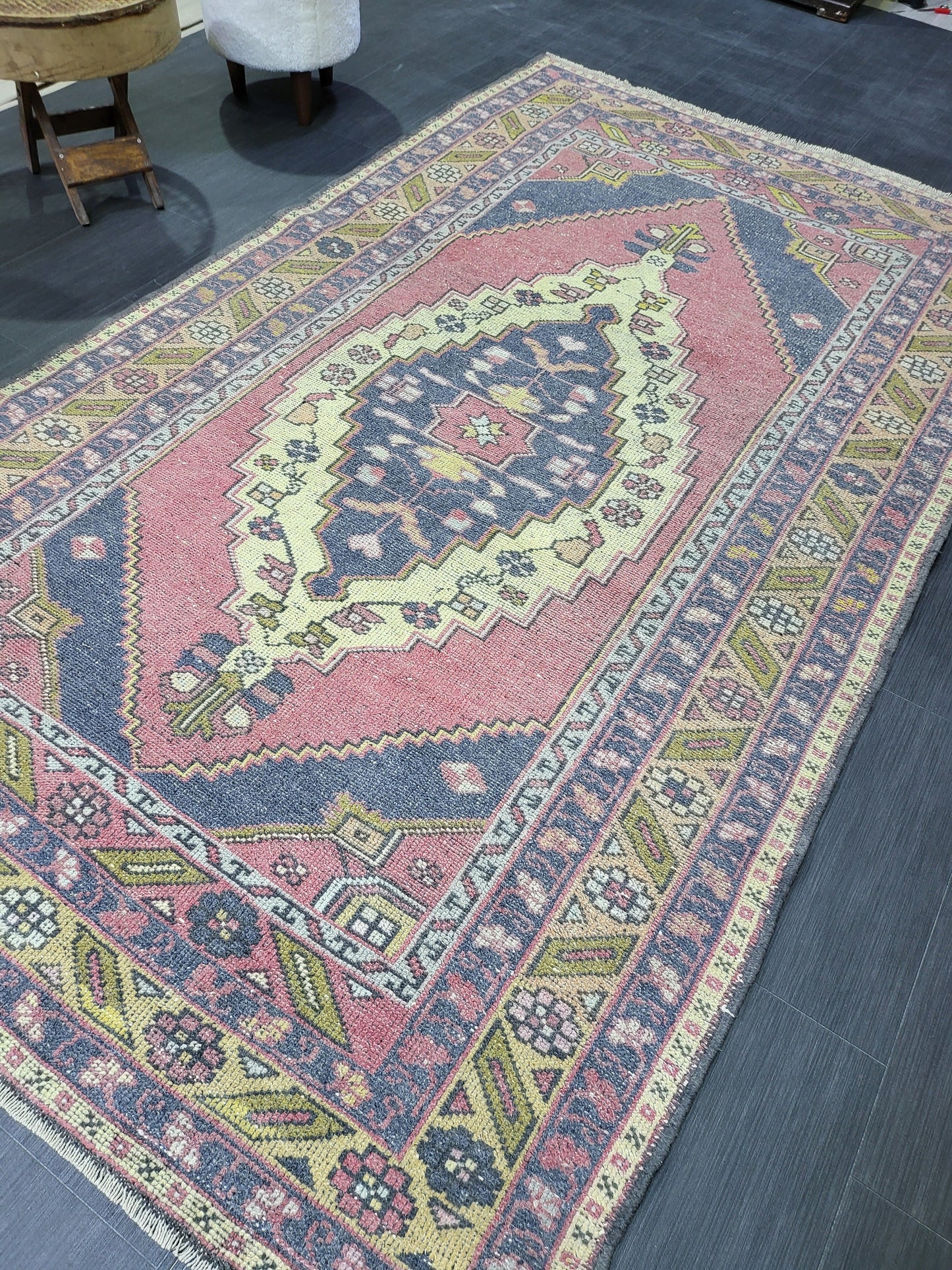 Antique Rug, Vintage Rug, Turkish 4.11 x 8.6 Wool Rug, Oushak Rug Fine Knotted Rug, Hand Knotted Rug, Persian Rug, Handmade Rug