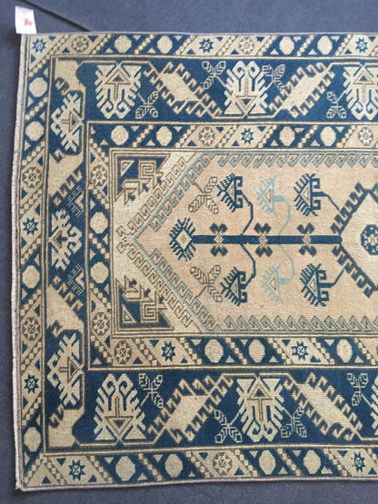 4x6 feet wool turkish kitchen floor wide rug, handmade oushak muted blue bedroom area rug, vintage living room large rug, laundry area rugs