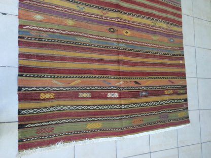 5 x 6 FLAT WOVEN Rugs, Hand Made Flatweave Rug, Oushak Rug, Rustic Rug, Bohemian Rug, Rug Runner, Turkish Rug, Farmhouse Rug, Vintage Rug