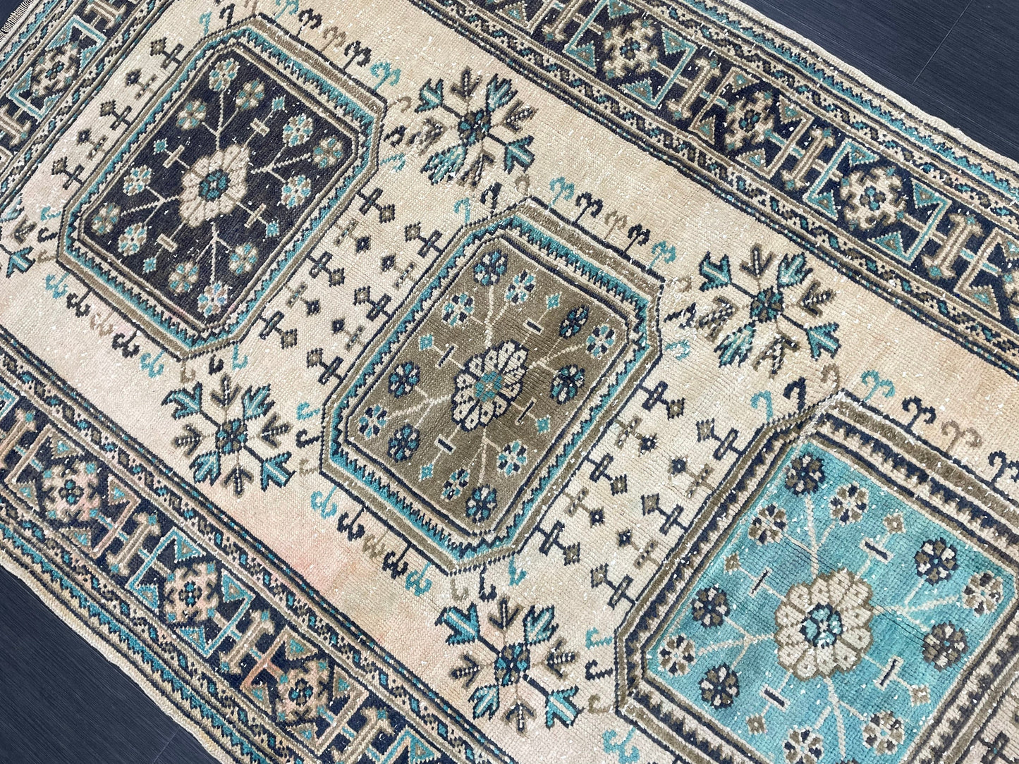 Vintage Runner Rug 4.5 x 11.8 Muted TURKISH Muted Runner Rug Vintage Oushak Runner Rug Long Runner Rug Wool Oriental Runner Handmade Runner