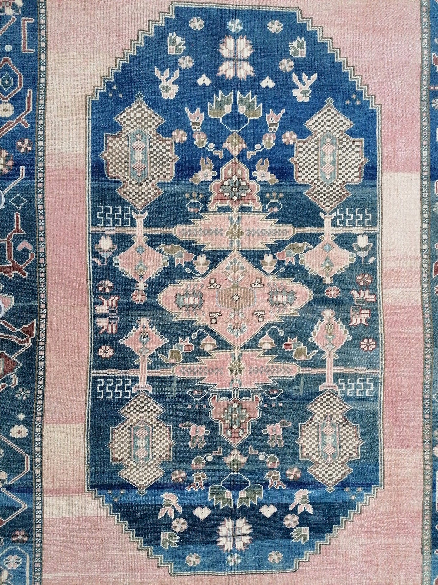 9x6'2 oushak vintage rug, turkish oushak rug rustic unsual tribal rug retro style rug