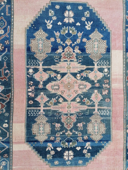 9x6'2 oushak vintage rug, turkish oushak rug rustic unsual tribal rug retro style rug