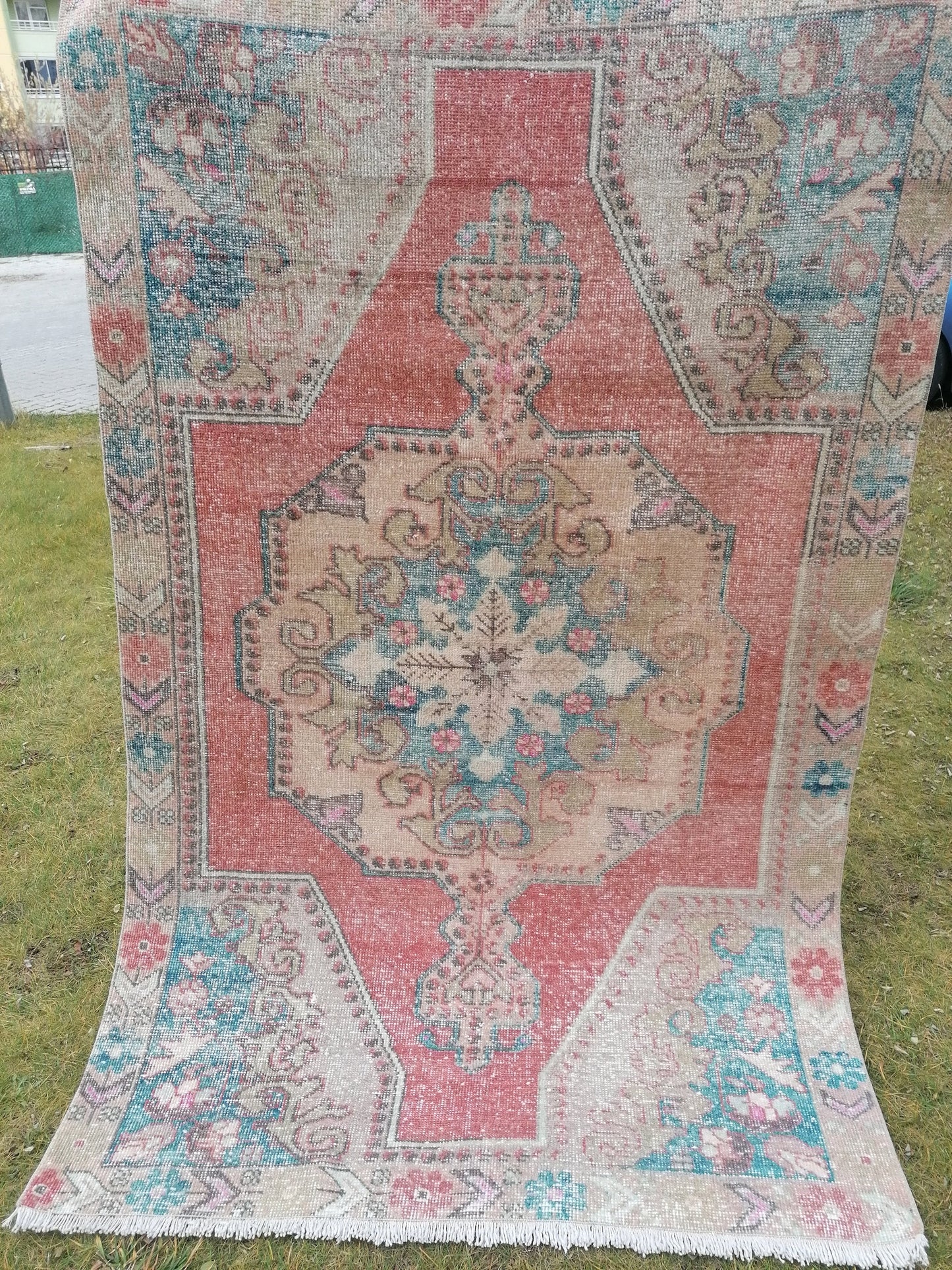 Vintage rug 7x4'6 turkish rug, kitchen rug, oushak rug