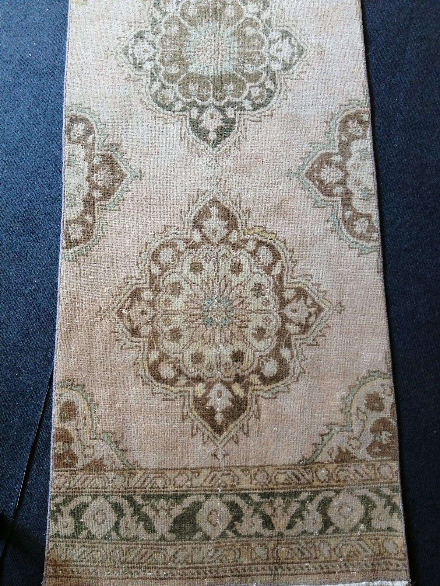 13.9 x 2.8 Muted Oushak Runner Rug Turkish Runner Rug Vintage Runner Rug Hallway Runner Rug Faded Kitchen Runner Rug Wool Runner Rug