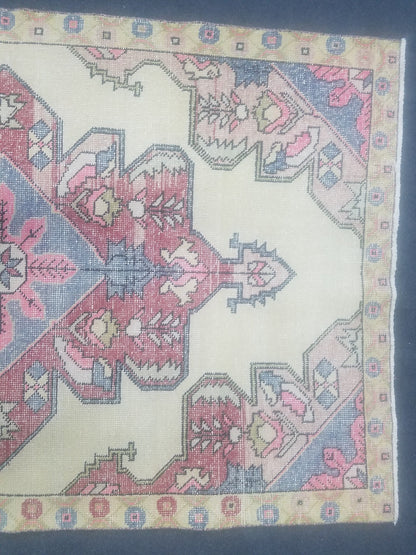 4x7 feet wool vintage rug, oushak bedroom rug, turkish living room rug, kitchen rug, bohemian rug, handmade lounge area rug, bathroom rugs