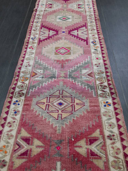 Vintage Runner,Turkish Runner Rug 2.7 x 13 Orienta Runner Rug muted Vintage Runner Rug Hallway Runner Rug Kitchen Runner Rug Wool Runner Rug