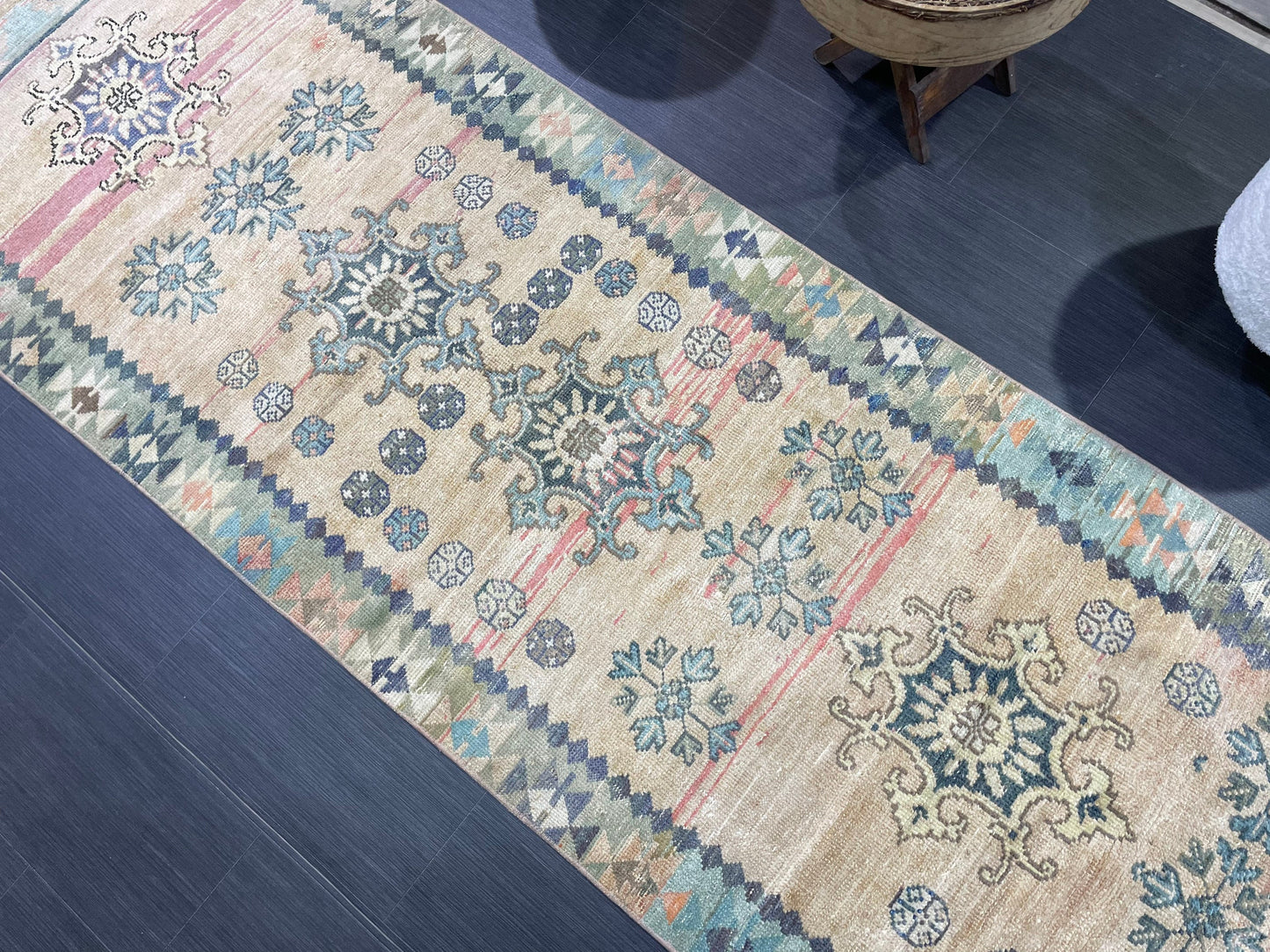 Vintage Runner Rug, 3x9 TURKISH Muted Runner Rug, Vintage Oushak Runner Rug, Quality Fine Runner Rug,Wool Oriental Runner Antique Runner Rug