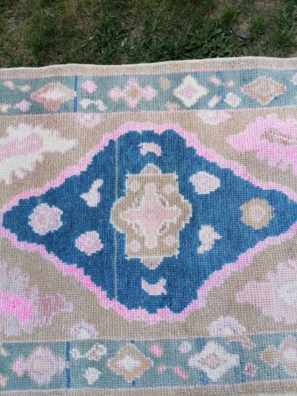 3x8'5 oushak turkish wool runner rug, new production oushak handmade rug, living room rug, bohemian rug