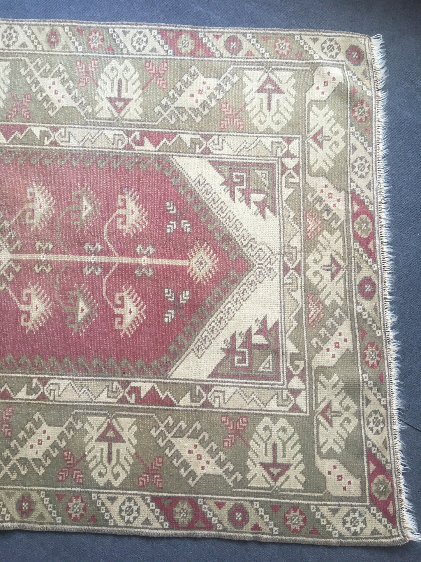 4x6 feet green turkish living room floor wide rug, handmade wool large entryway carpet, vintage oushak big bedroom area rug, red bohem rug